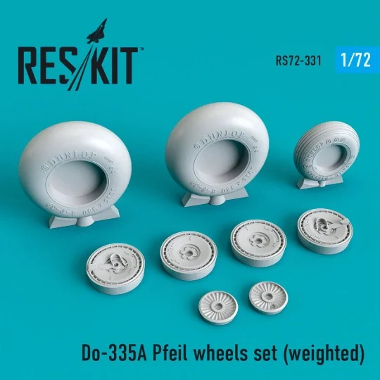 Do-335? Pfeil wheels set (weighted) - ResKit Models RS72-0331