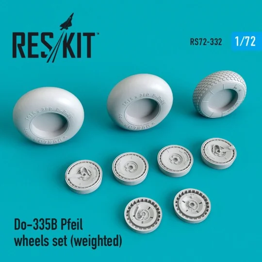 Do-335? Pfeil wheels set (weighted), 1/72 - ResKit Models RS72-0332