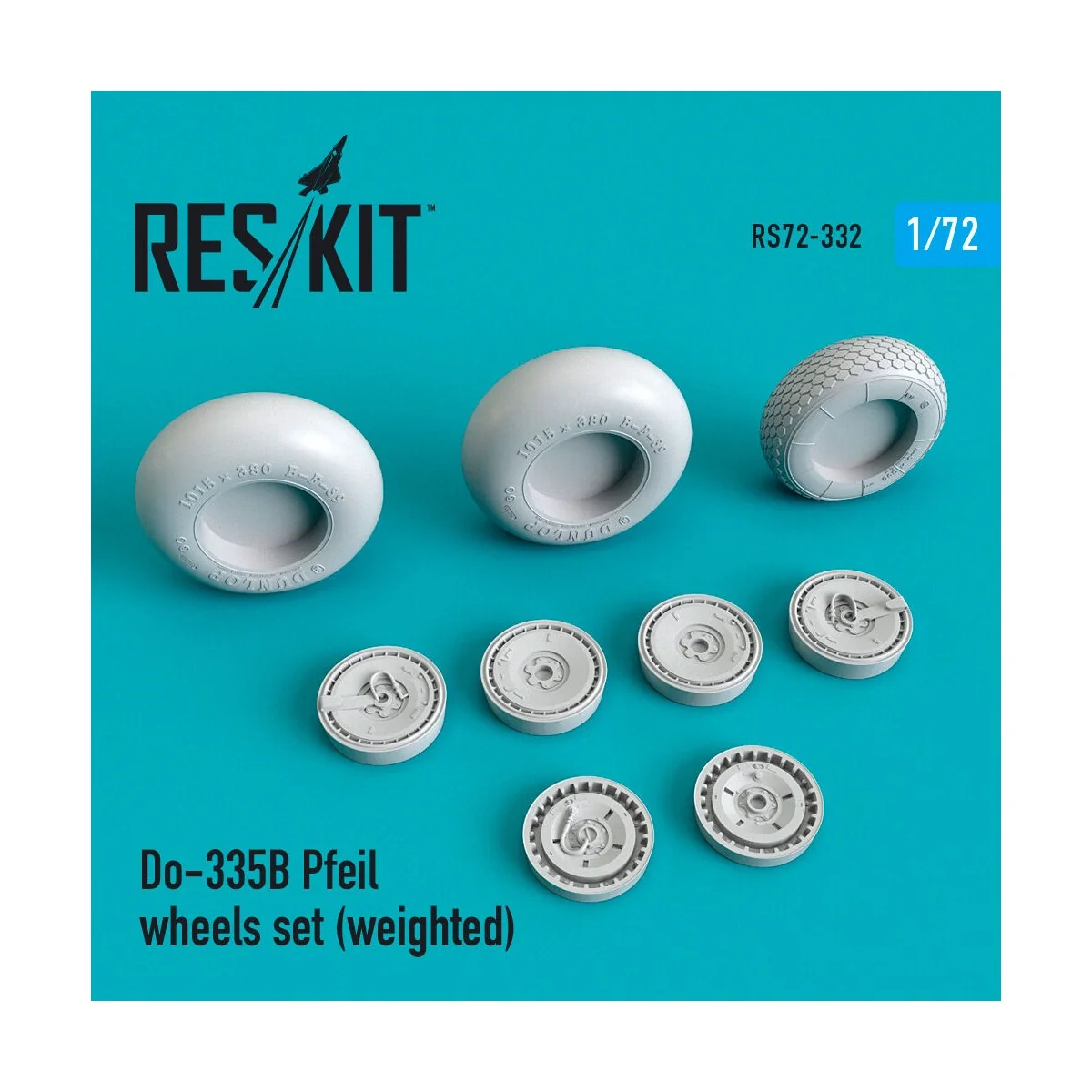 Do-335? Pfeil wheels set (weighted) - ResKit Models RS72-0332