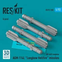 AGM-114L Longbow Hellfire missiles (4 pcs)(AH-64D Longbow) (3D Prin...