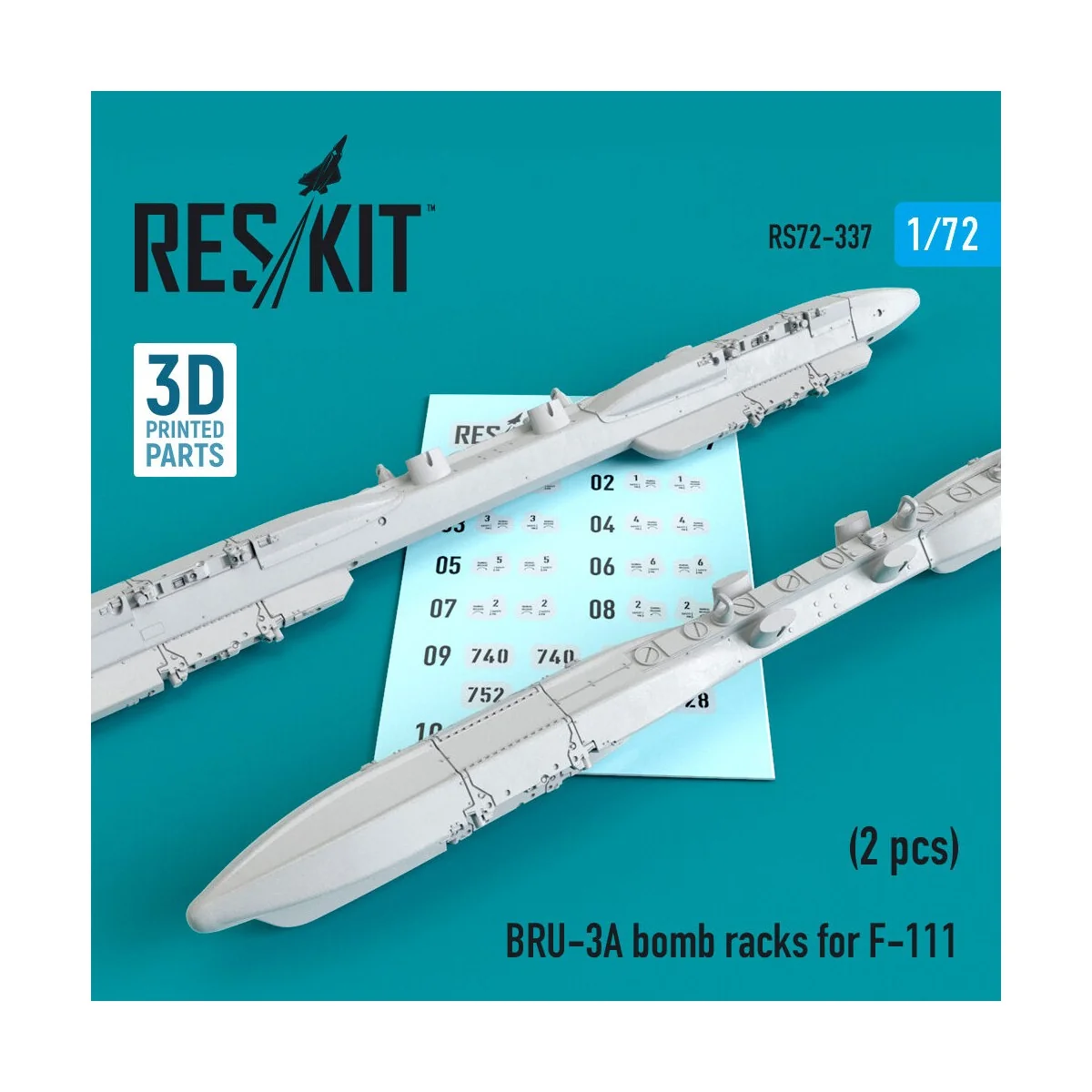 BRU-3A bomb racks for F-111 (2 pcs) (3D Printed) - ResKit Models RS...