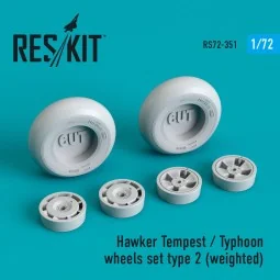 Hawker Tempest/Typhoon wheels set type 2 (weighted) - ResKit Models...