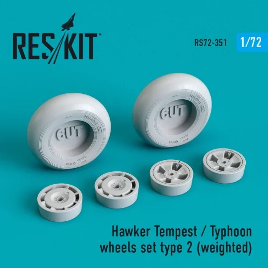Hawker Tempest/Typhoon wheels set type 2 (weighted) - ResKit Models...