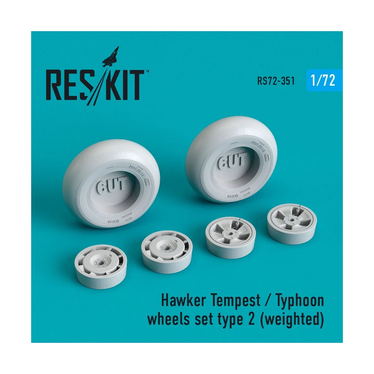 Hawker Tempest/Typhoon wheels set type 2 (weighted) - ResKit Models...