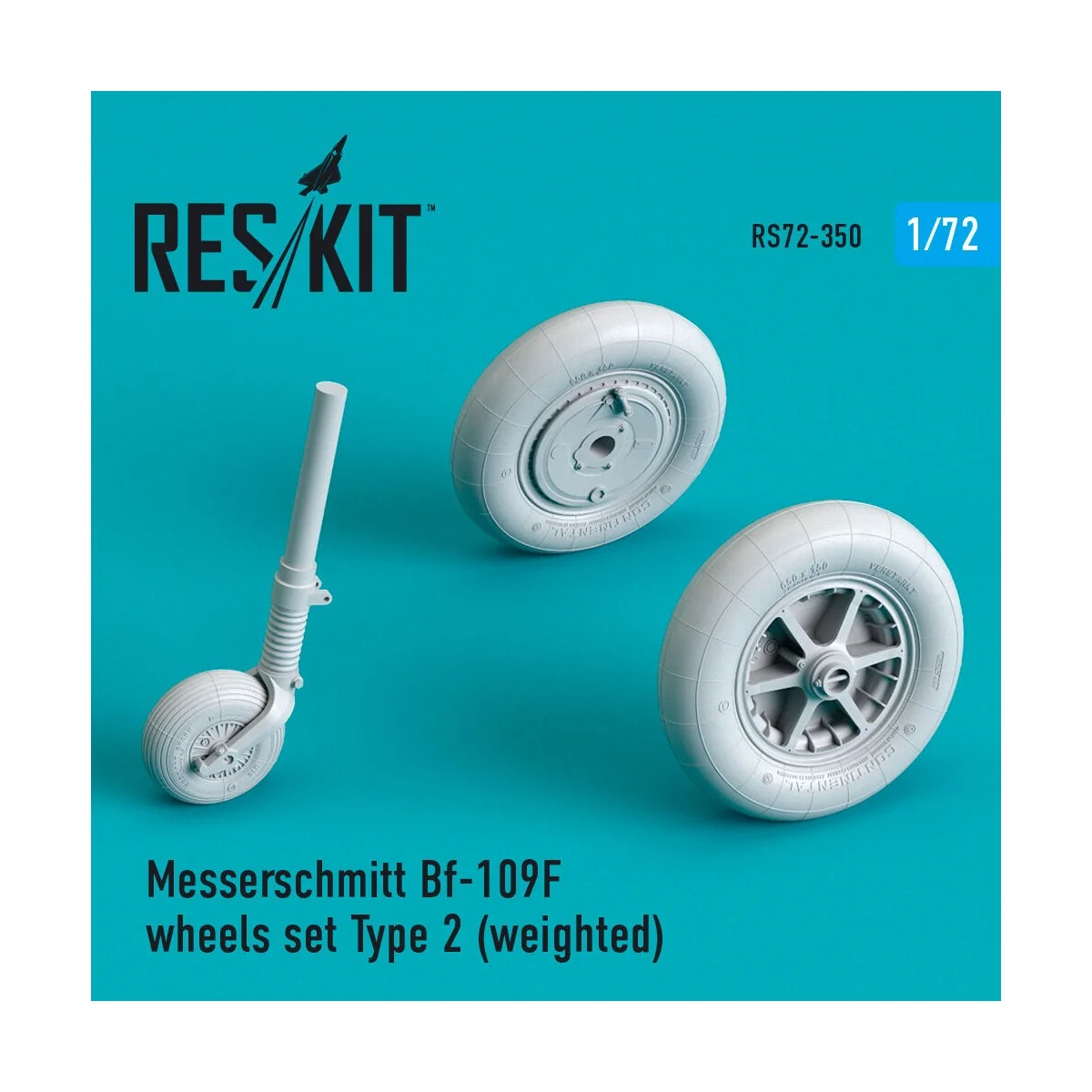 Bf-109 (F, G-early) wheels set ype 2 (weighted), 1/72 - ResKit Mode...