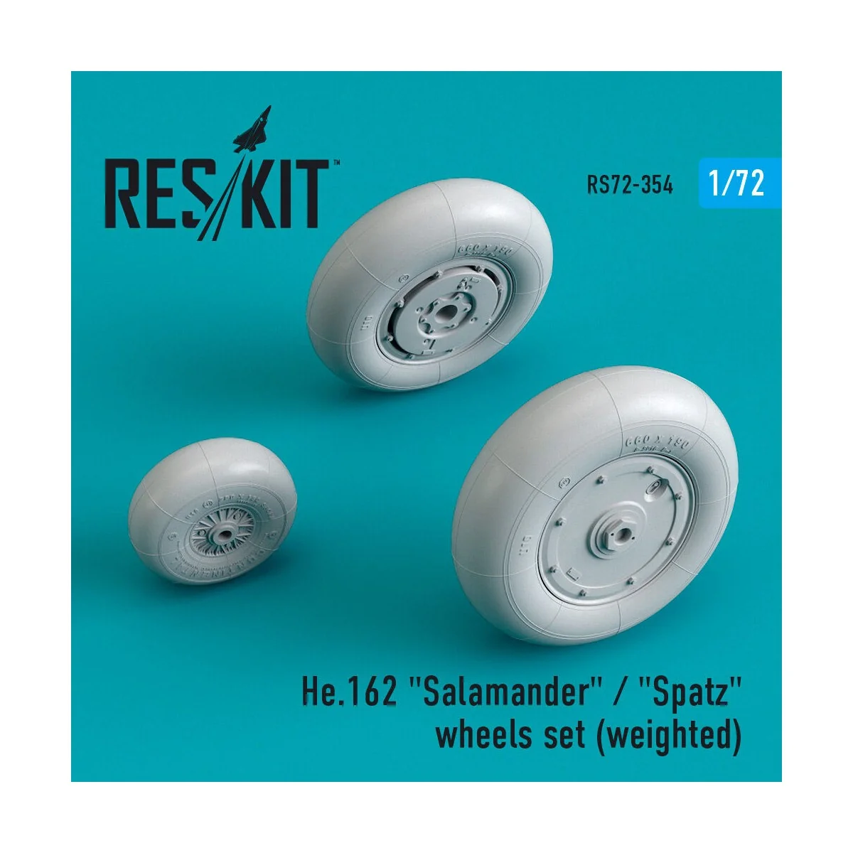 He.162 Salamander / Spatz wheels set (weighted), 1/72 - ResKit Mode...