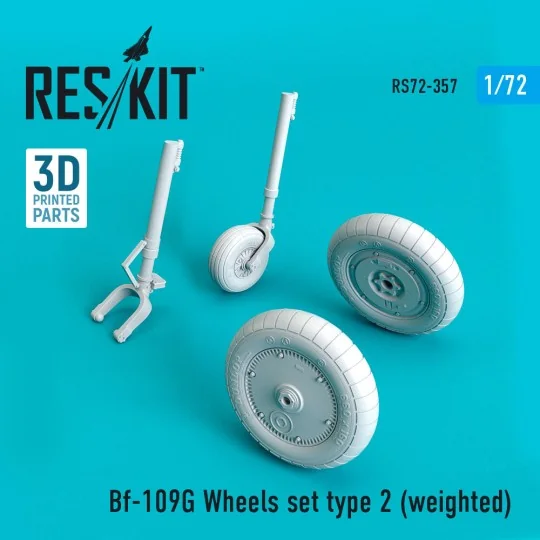Bf-109G wheels set type 2 (weighted) - ResKit Models RS72-0357