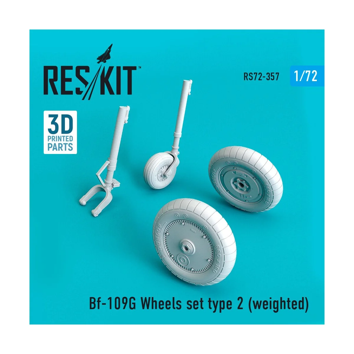 Bf-109G wheels set type 2 (weighted) - ResKit Models RS72-0357