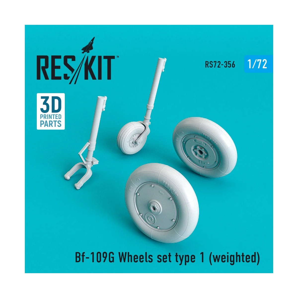 Bf-109G wheels set type 1 (weighted) - ResKit Models RS72-0356