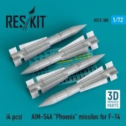 AIM-54A Phoenix missiles for F-14 (4pcs) (3D Printed), 1/72 - ResKi...