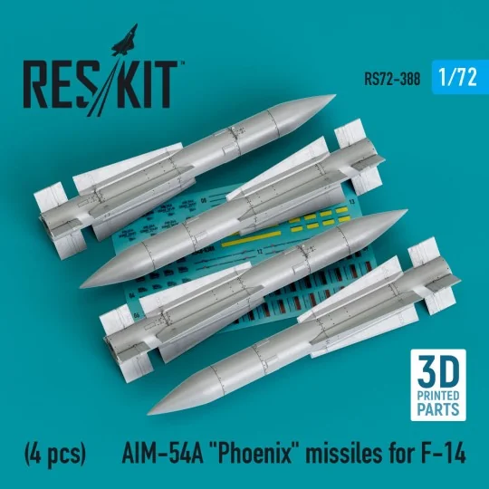 AIM-54A Phoenix missiles for F-14 (4pcs) (3D Printed), 1/72 - ResKi... AIM-54A Phoenix missiles for F-14 (4pcs) (3D Printed), 1/72 - ResKi...