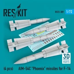 AIM-54C Phoenix missiles for F-14 (4pcs) (3D Printed) - ResKit Mode...