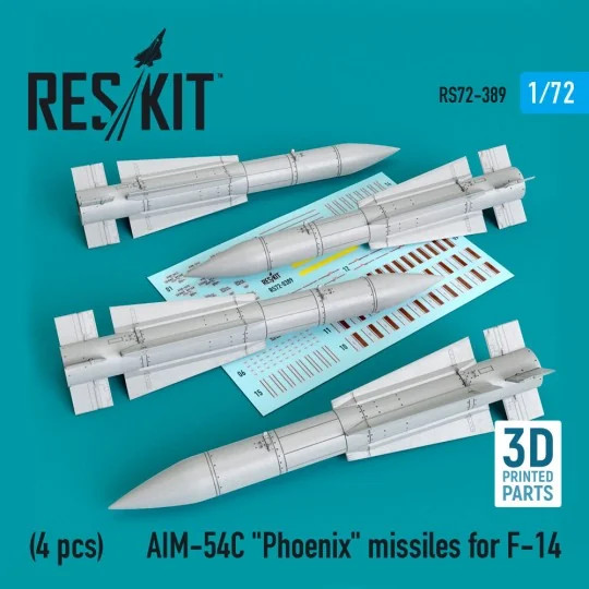 AIM-54C Phoenix missiles for F-14 (4pcs) (3D Printed) - ResKit Mode...