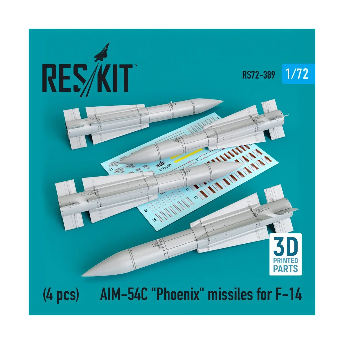 AIM-54C Phoenix missiles for F-14 (4pcs) (3D Printed) - ResKit Mode...