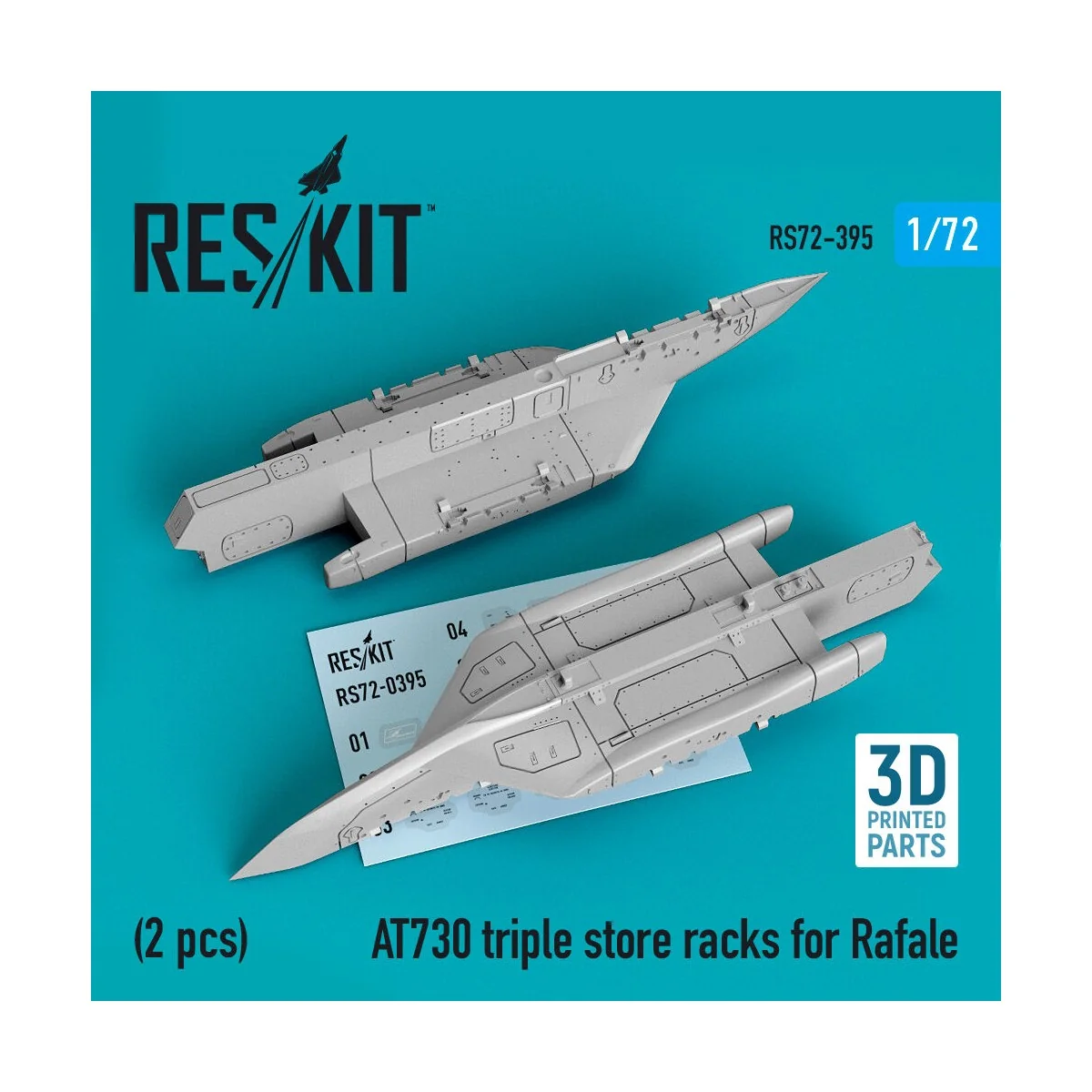 AT730 triple store racks for Rafale (2 pcs) (3D Printed), 1/72 - Re...