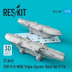 TER-9/A MOD Triple Ejector Rack for F-16 (2 pcs) (3D Printed), 1/72...
