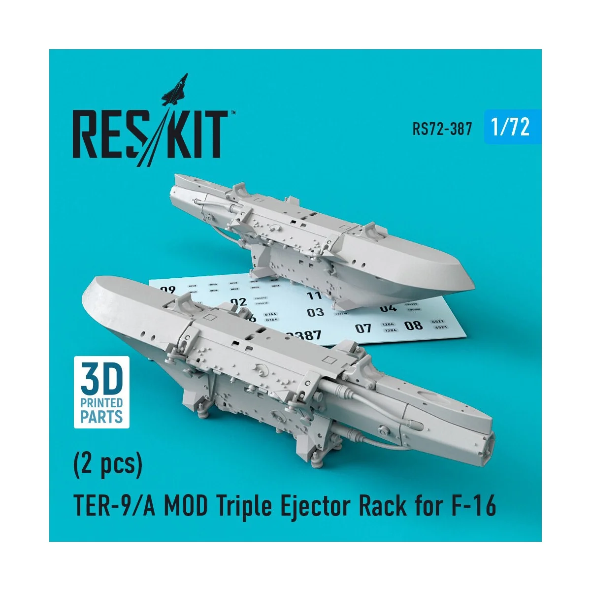 TER-9/A MOD Triple Ejector Rack for F-16 (2 pcs) (3D Printed) - Res...
