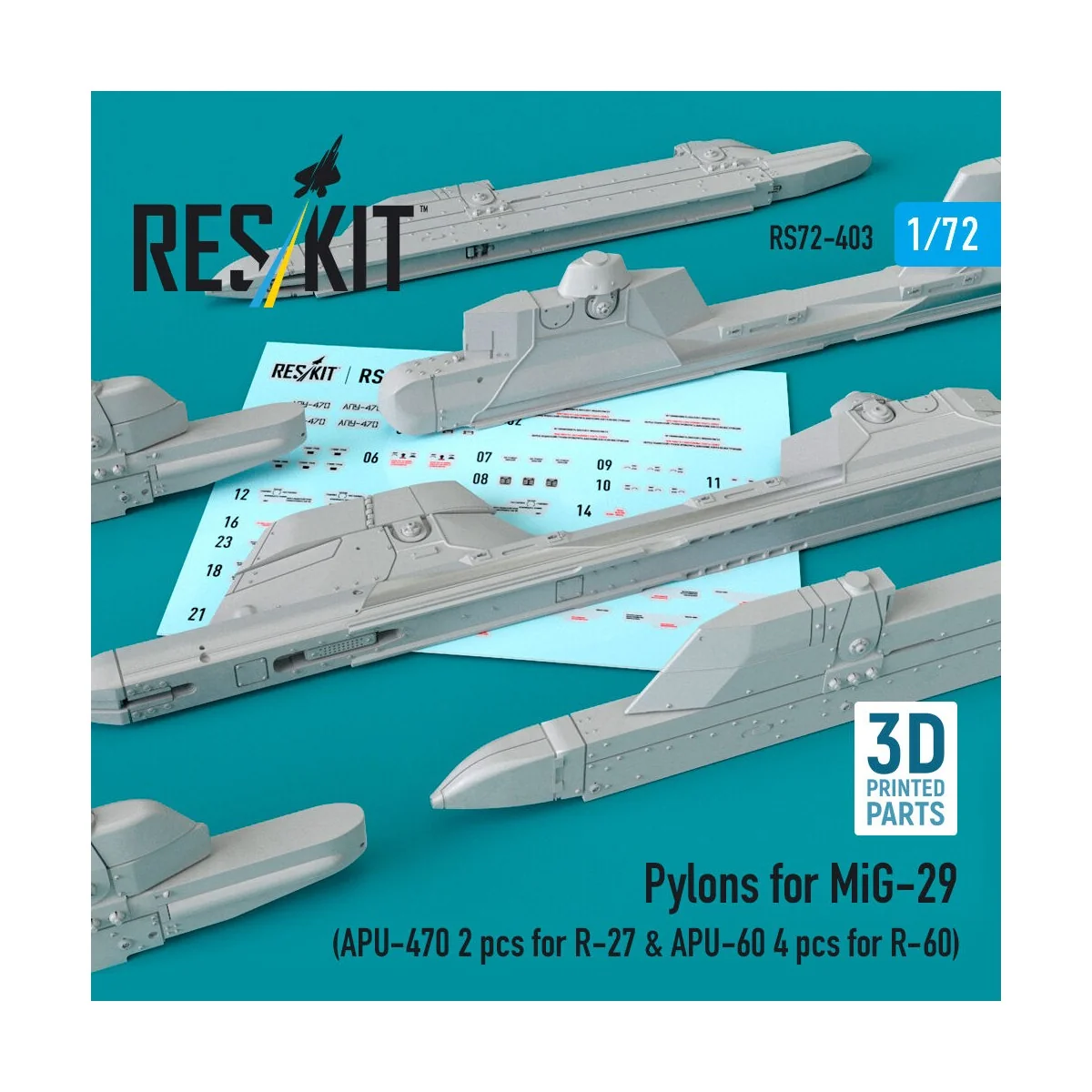 Pylons for MiG-29 (APU-470 2 pcs for R-27 & APU-60 4 pcs for R-60) ... Pylons for MiG-29 (APU-470 2 pcs for R-27 & APU-60 4 pcs for R-60) ...