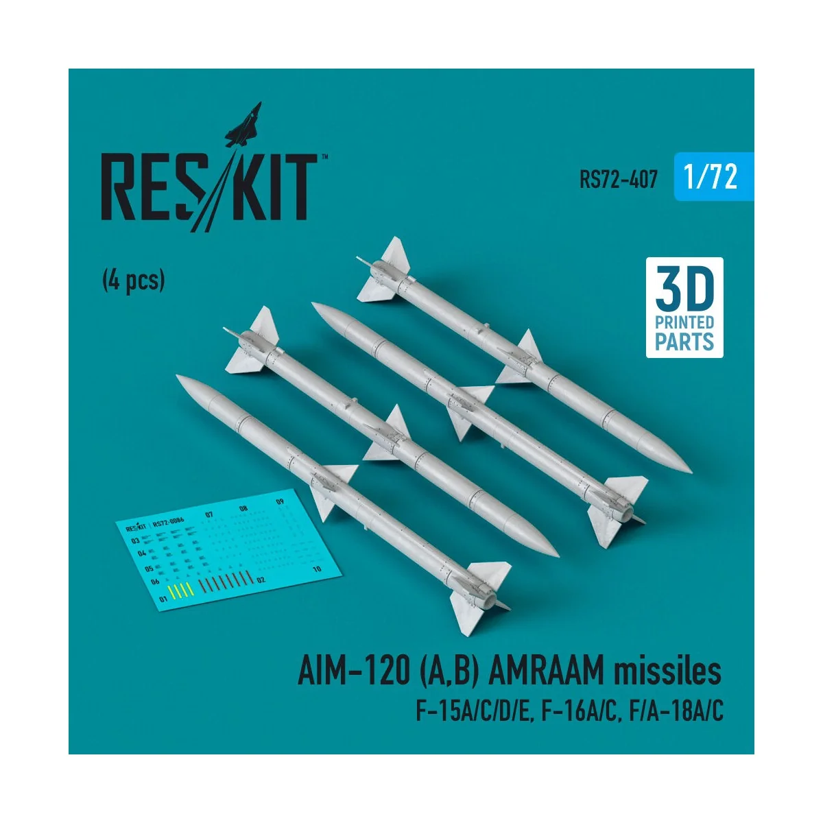 AIM-120 (A, B) AMRAAM missiles (4 pcs) (F-15A/C/D/E, F-16A/C, F/A-1...