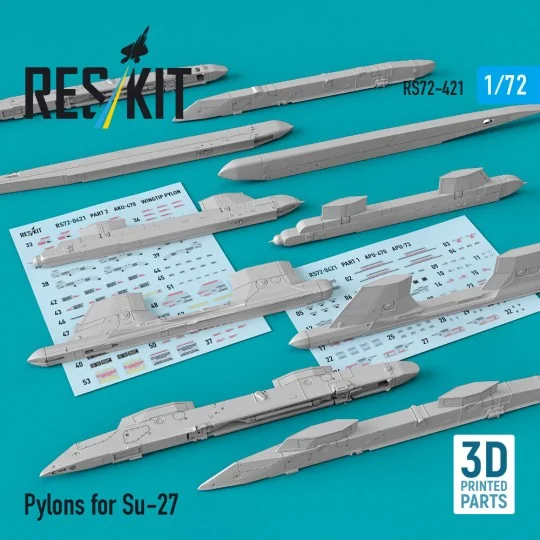 Pylons for Su-27 (3D Printed) - ResKit Models RS72-0421