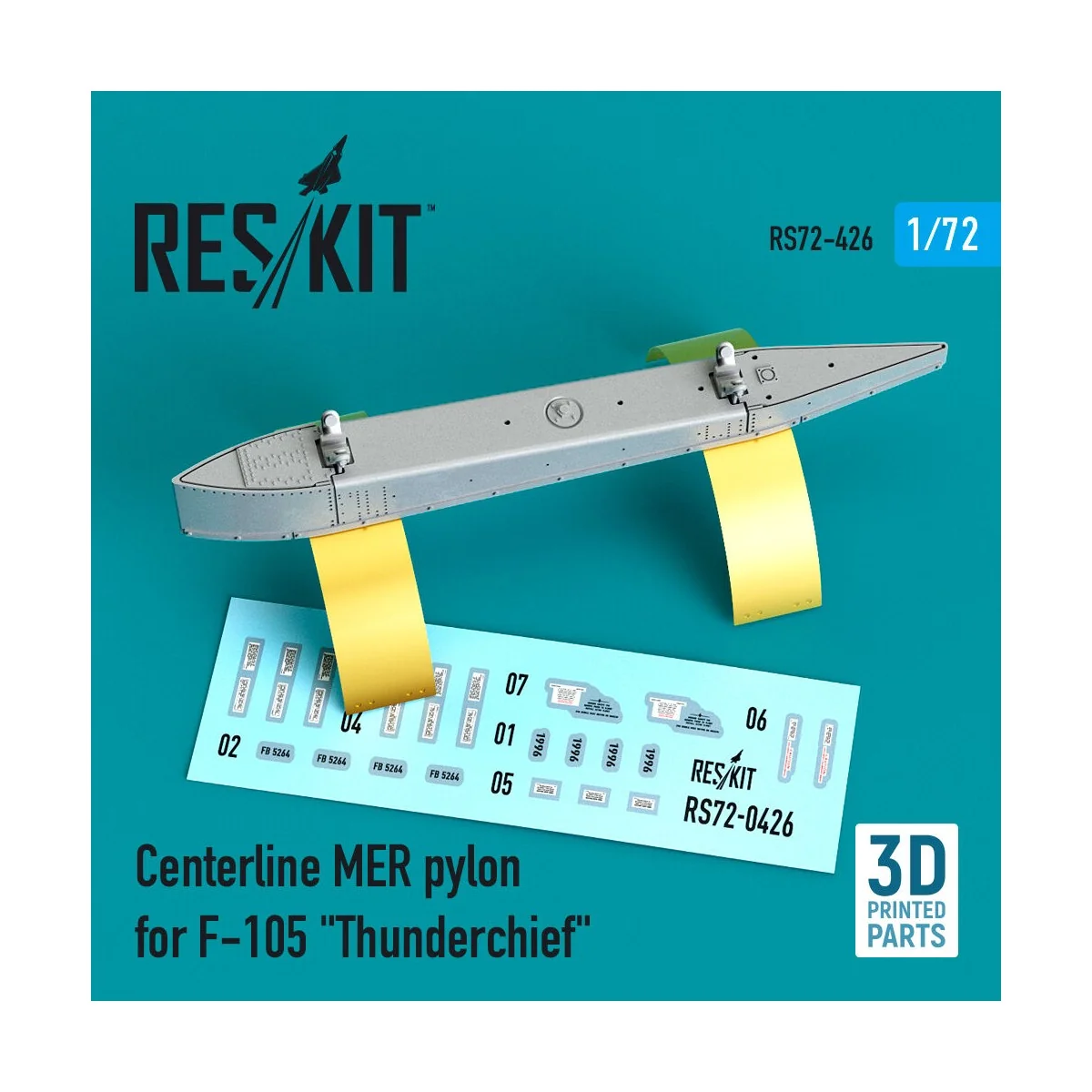 Centerline MER pylon for F-105 Thunderchief (3D Printed) - ResKit M...