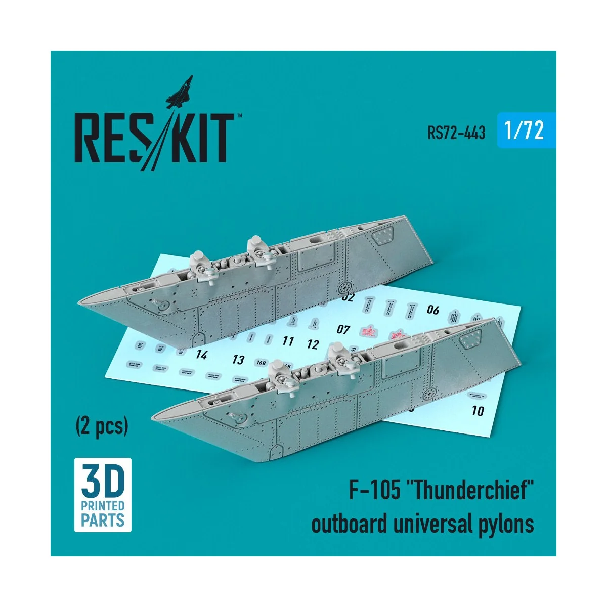 F-105 Thunderchief outboard universal pylons (2 pcs) (3D Printed) -...