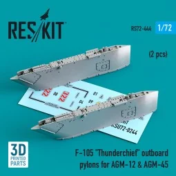 F-105 Thunderchief outboard AGM-12 & AGM-45 pylons (2 pcs) (3D Prin...