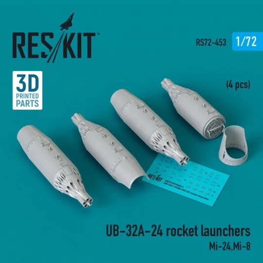 UB-32A-24 rocket launchers (4 pcs) (Mi-24, Mi-8) (3D Printed) - Res...