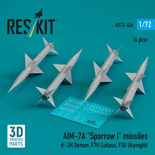 AIM-7A Sparrow I missiles (4 pcs) (F-3H Demon, F7U Cutlass, F3D Sky... AIM-7A Sparrow I missiles (4 pcs) (F-3H Demon, F7U Cutlass, F3D Sky...