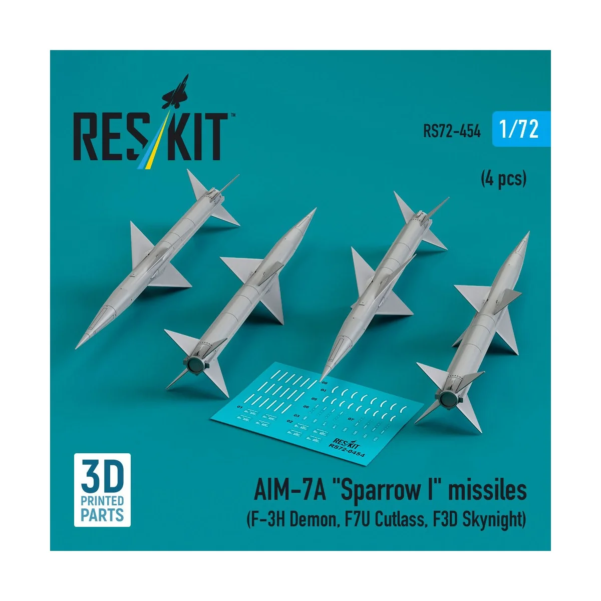 AIM-7A Sparrow I missiles (4 pcs) (F-3H Demon, F7U Cutlass, F3D Sky...