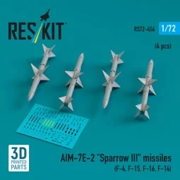 AIM-7E-2 Sparrow III missiles (4 pcs) (F-4, F-15, F-16, F-14) (3D P...