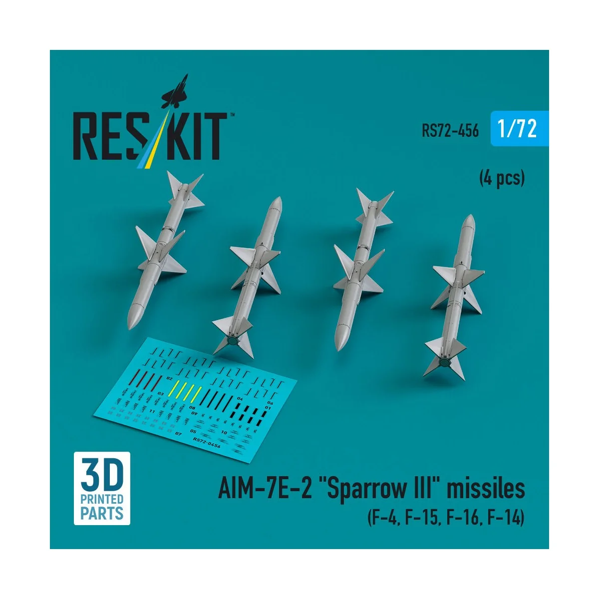 AIM-7E-2 Sparrow III missiles (4 pcs) (F-4, F-15, F-16, F-14) (3D P...