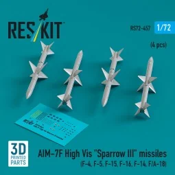 AIM-7F High Vis Sparrow III missiles (4 pcs) (F-4, F-5, F-15, F-16,...