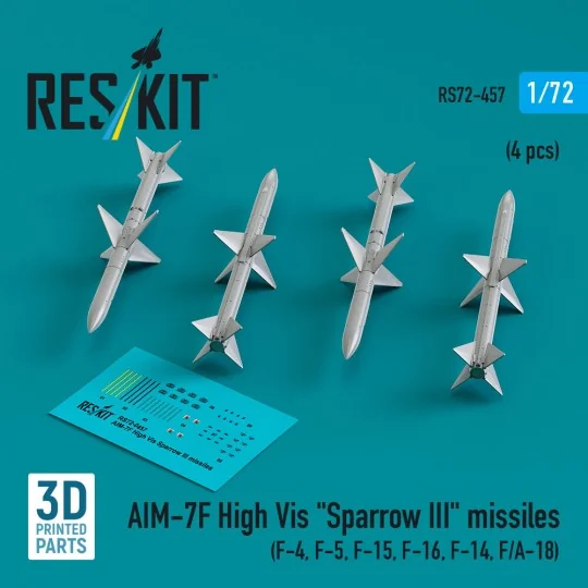 AIM-7F High Vis Sparrow III missiles (4 pcs) (F-4, F-5, F-15, F-16,...