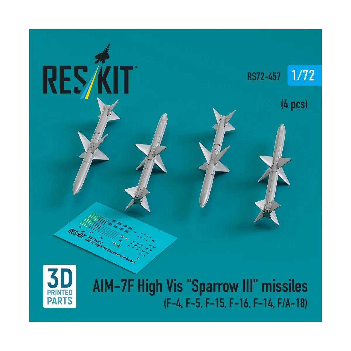 AIM-7F High Vis Sparrow III missiles (4 pcs) (F-4, F-5, F-15, F-16,...