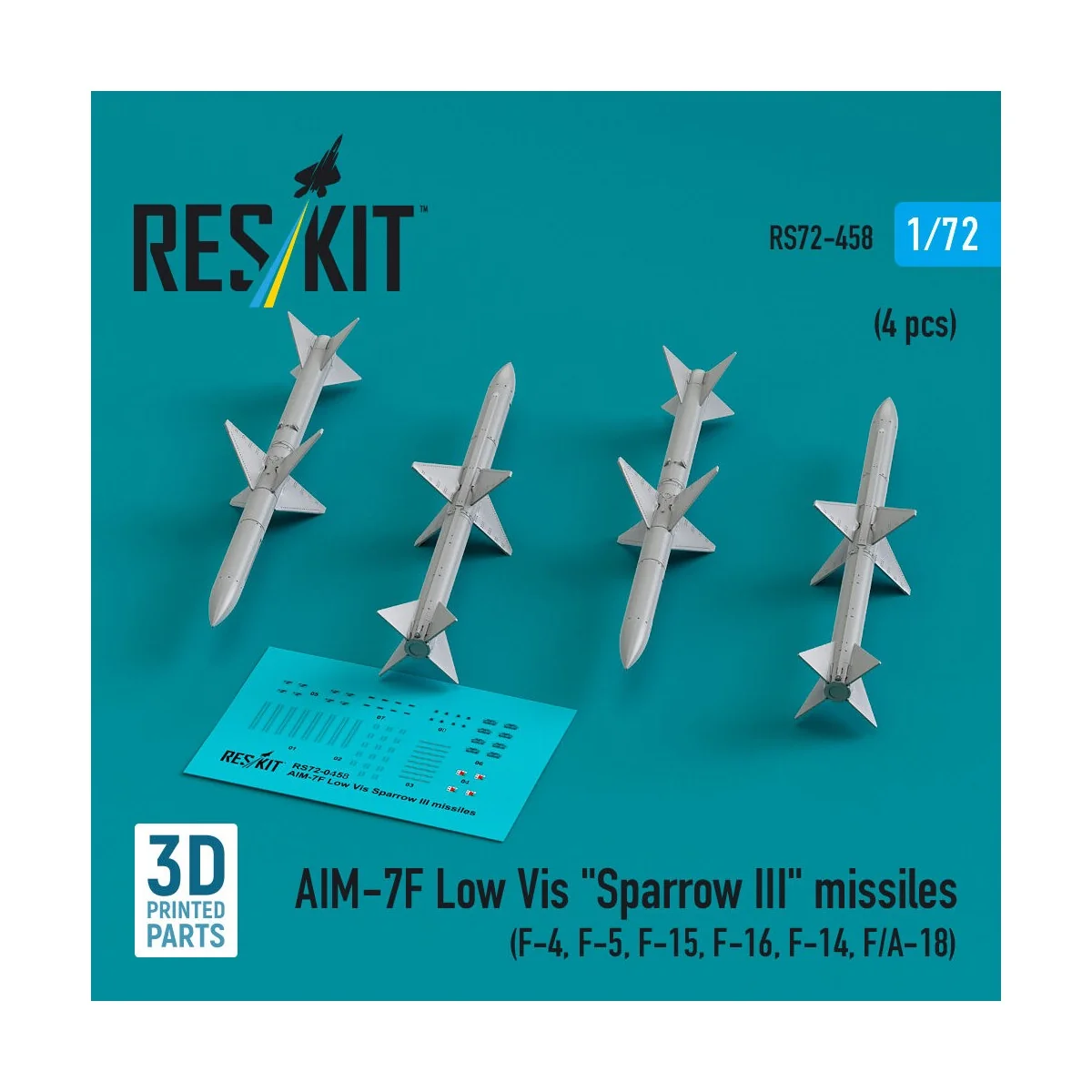 AIM-7F Low Vis Sparrow III missiles (4 pcs) (F-4, F-5, F-15, F-16, ...