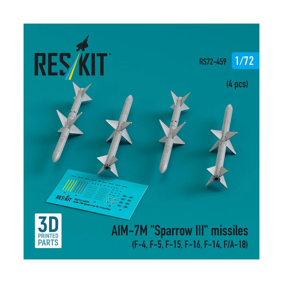 AIM-7M Sparrow III missiles (4 pcs) (F-4, F-5, F-15, F-16, F-14, F/... AIM-7M Sparrow III missiles (4 pcs) (F-4, F-5, F-15, F-16, F-14, F/...