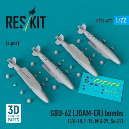 GBU-62 (JDAM-ER) bombs (4 pcs) (F/A-18, F-16, MiG-29, Su-27) (3D Pr...