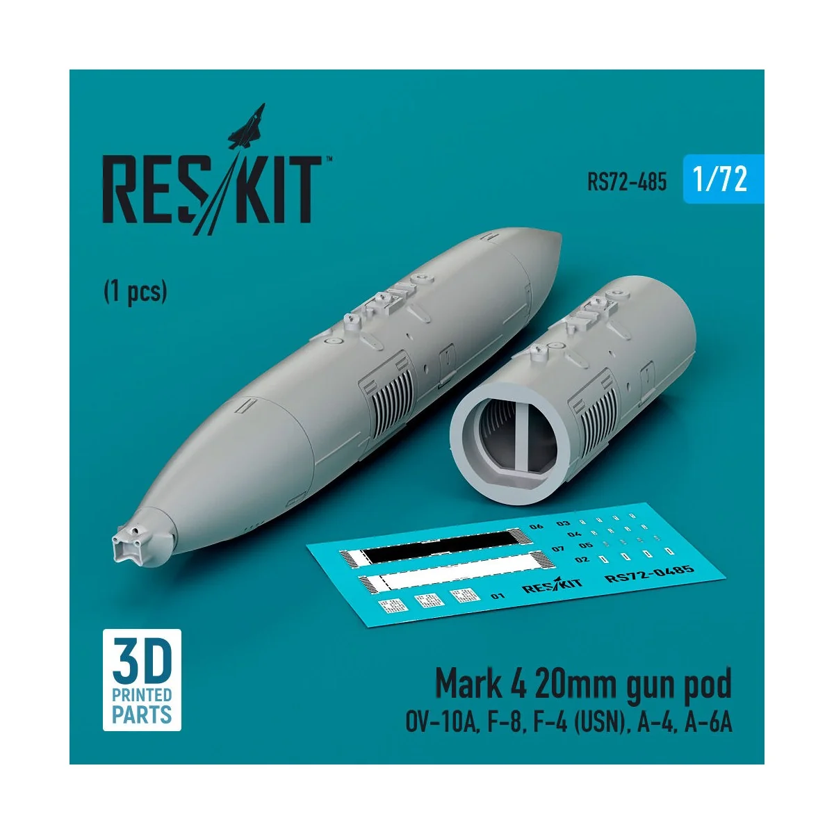 Mark 4 20mm gun pod (1 pcs) (OV-10A, F-8, F-4 (USN), A-4, A-6A) (3D...