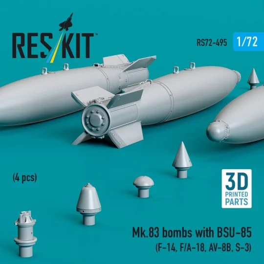 Mk.83 bombs with BSU-85 (4 pcs) (F-14, F/A-18, AV-8B, S-3) (3D prin... Mk.83 bombs with BSU-85 (4 pcs) (F-14, F/A-18, AV-8B, S-3) (3D prin...