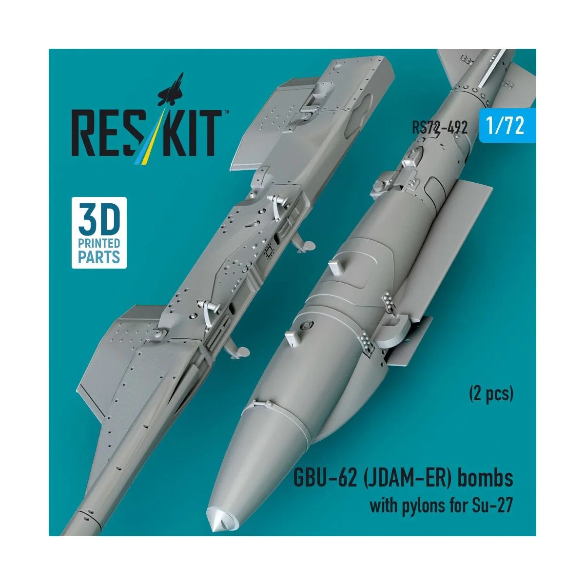 GBU-62 (JDAM-ER) bombs with pylons for Su-27 Flanker (2 pcs) (3D Pr...