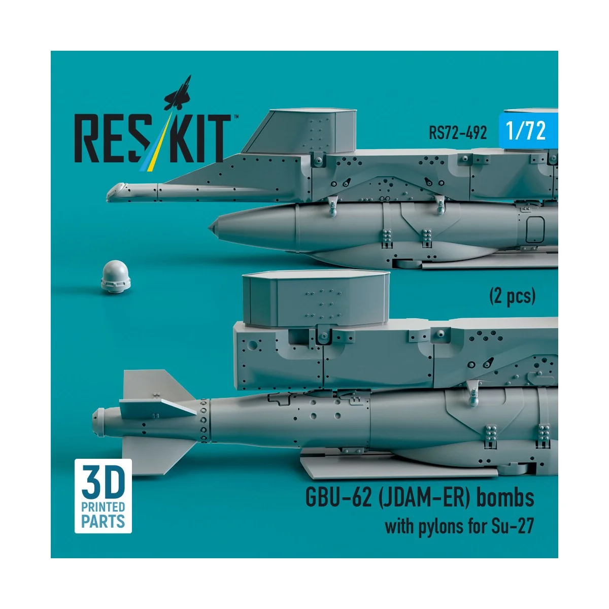 GBU-62 (JDAM-ER) bombs with pylons for Su-27 Flanker (2 pcs) (3D Pr...
