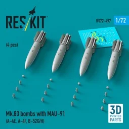 Mk.83 bombs with MAU-91 (4 pcs) (A-4E, A-4F, B-52G/H) (3D printed),...