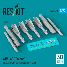 AIM-4D Falcon missiles with launch rails for F-4D/E (4 pcs) (3D Pri...