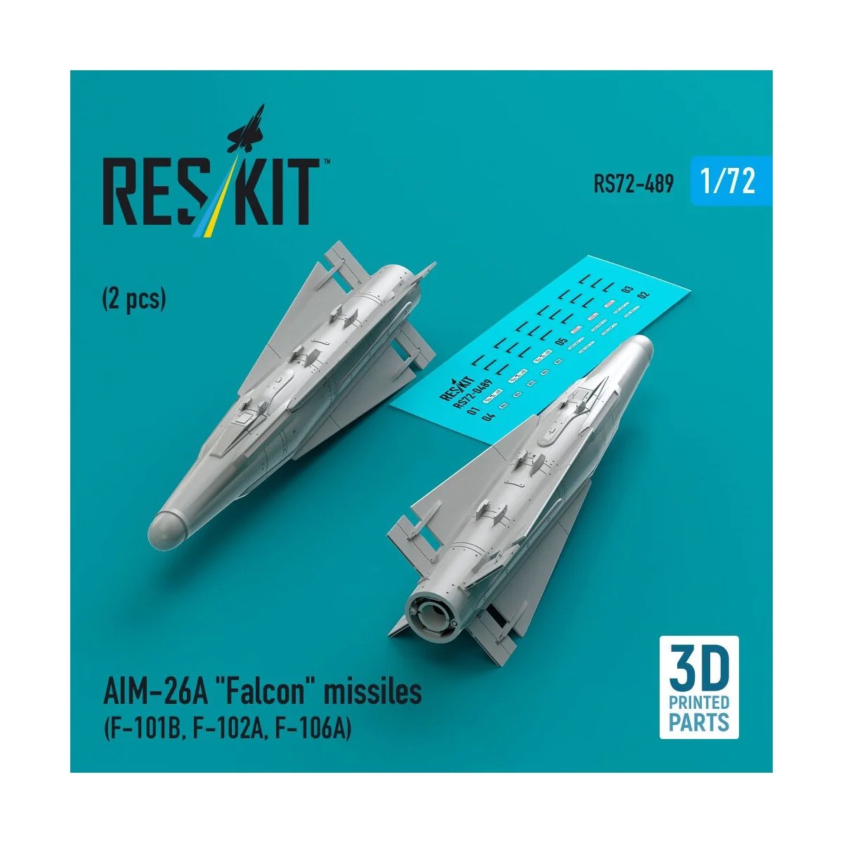AIM-26A Falcon missiles (2 pcs) (F-101B, F-102A, F-106A) (3D Printe...