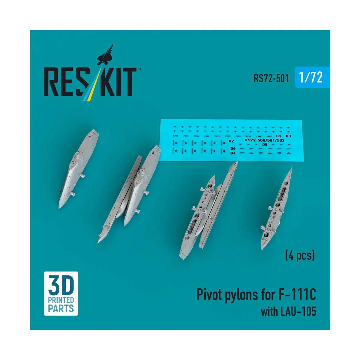 Pivot pylons for F-111C with LAU-105 (4 pcs) - ResKit Models RS72-0501