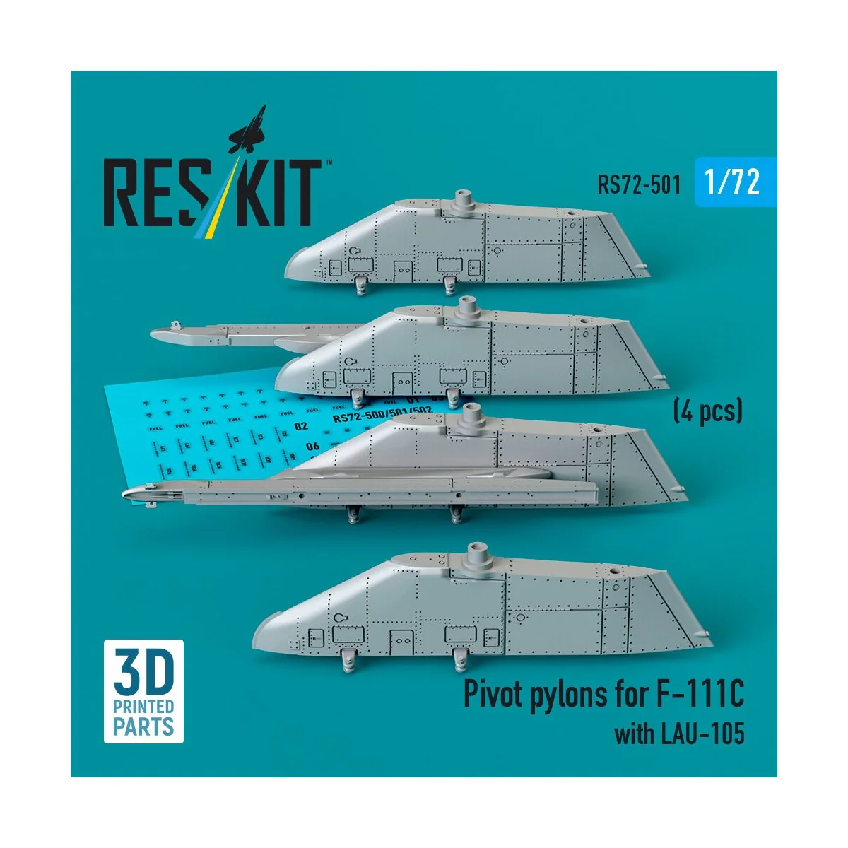 Pivot pylons for F-111C with LAU-105 (4 pcs) - ResKit Models RS72-0501