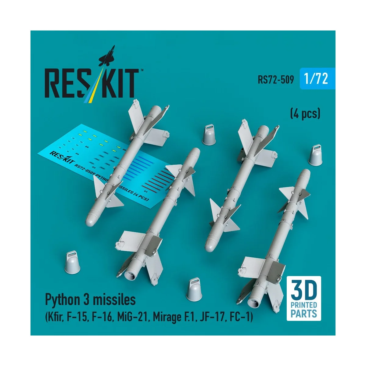 Python 3 missiles (4 pcs) (Kfir, F-15, F-16, MiG-21, Mirage F.1, JF... Python 3 missiles (4 pcs) (Kfir, F-15, F-16, MiG-21, Mirage F.1, JF...