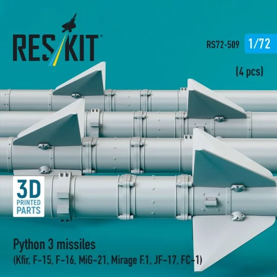 Python 3 missiles (4 pcs) (Kfir, F-15, F-16, MiG-21, Mirage F.1, JF... Python 3 missiles (4 pcs) (Kfir, F-15, F-16, MiG-21, Mirage F.1, JF...