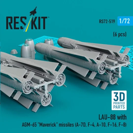 LAU-88 with (2 pcs) AGM-65 Maverick missiles (6 pcs) (A-7D, F-4, A-...